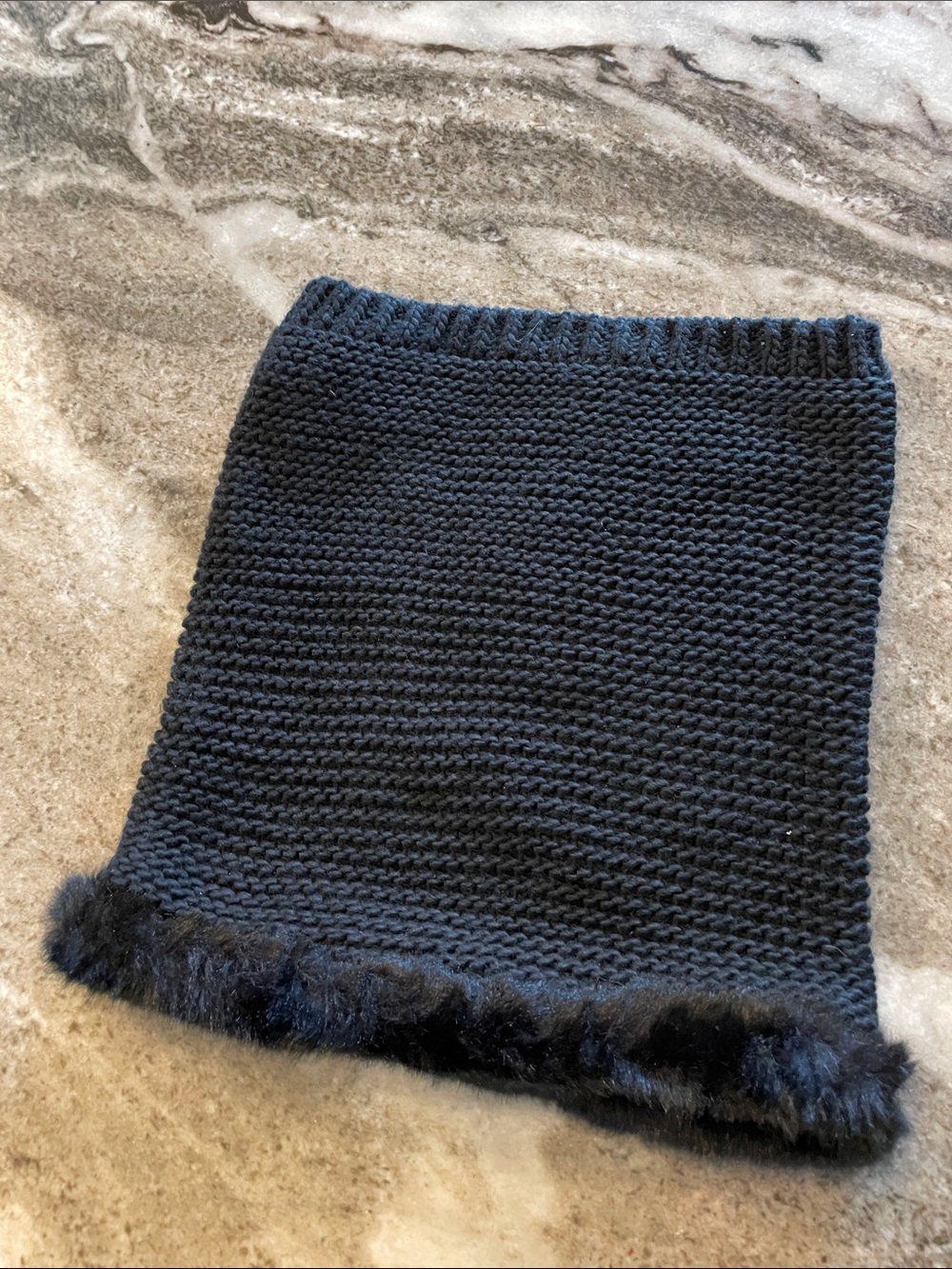 Black Knit Fur-Trim Neck Gaitor Zara